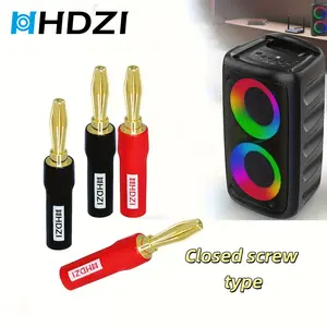 HHDZI soft rubber six-leaf banana plug, gold-plated banana head, speaker cable plug for speaker cable, home theater, audio/video receiver and sound system (12 pcs)