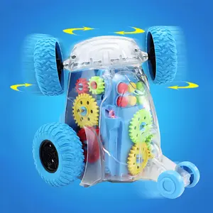 Remote Control Stunt Car, 1 Set 360 Degree Rotating Stunt Car with Music & Light, Transparent Gear Rolling Car, Toy Car for Boys & Girls