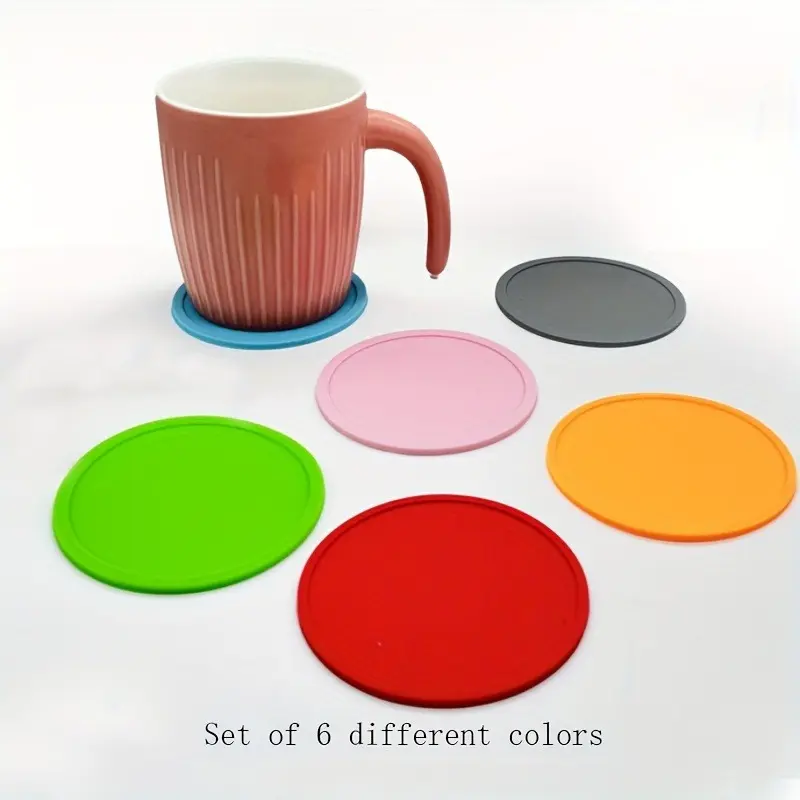 Silicone Coasters, Round Solid Color Heat Insulation Mat, Simple Style Coasters, Washable Placemat, Anti-scalding Non-slip Table Mat, Kitchen Supplies, Car Coaster, Room Decor, Kitchen Decorative Placemat