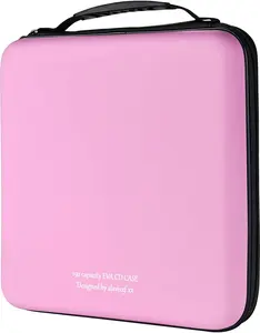 CD Case, 192 Capacity Orange EVA Protective Blu-Ray DVD Case Portable Zipper CD Case Holder Disc Storage Organizer Wallet Bag Cover Durable CD Case Protection For Car Home Travel(192 capacity,Pink)