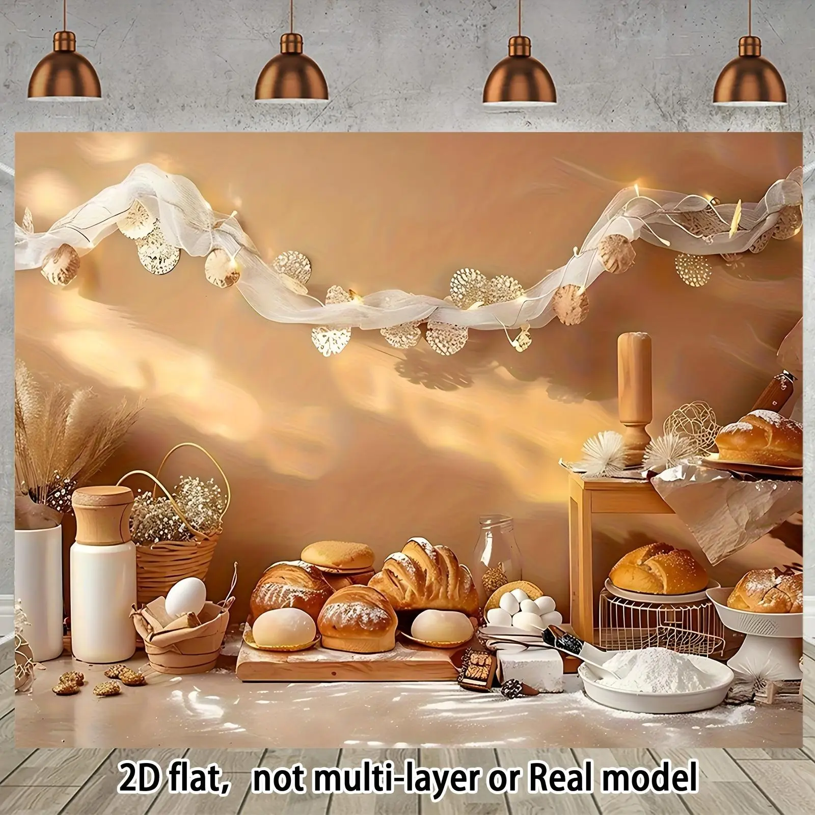 1pc Hanging 2D Flat Polyester Baking Backdrop Banner - Reusable Backdrop Decoration for Weddings, Home & Party Displays, Photo Shoot Use (White), Decoration Banners