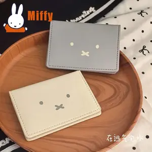 Kawaii Miffy Leather Anti-degaussing Card Holder Cute Rabbit Passport Wallet Campus Bus Travel Essential Accessories Girl Gift