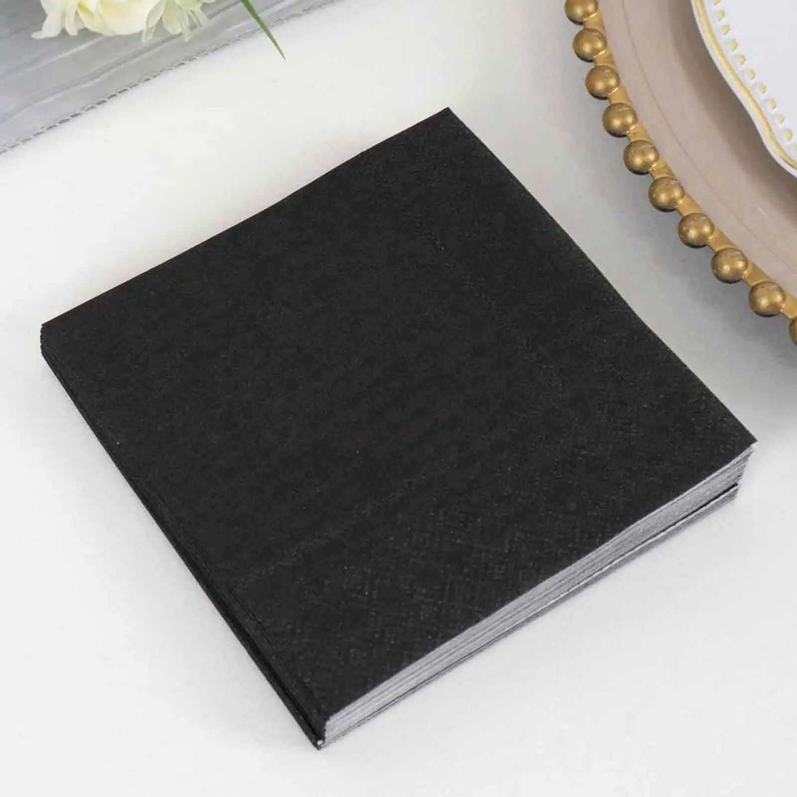 Disposable Paper Napkins, Bulk Pack of 50 - 2-Ply, 5"x5" Square Shape, 18GSM Soft Texture Black Disposable Tableware for Birthday, Wedding Parties, Paper Napkin, Disposable Napkins