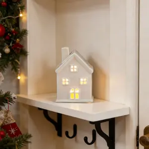 Christmas Theme Ceramic House Ornament, Cozy Atmosphere Night Light, Elegant Candle Holder, Perfect Christmas Gift for Best Friends