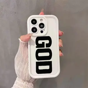 Bold "GOD" Slogan Soft TPU Full Coverage Anti Drop Phone Case Simple Yet Full Of Personality Suitable for iPhone 17, 16, 15, 14, 13, 12, 11 X XS Pro Max Plus Samsung Galaxy S25, S24, S23, S22, S21 Anti Shock Protective Cover