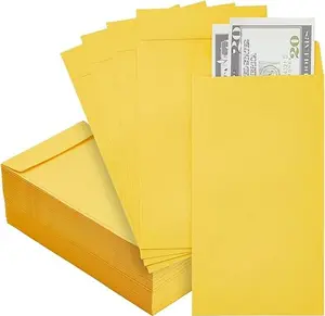 100 Pack Money Envelopes for Cash, Payroll, Money Saving, Coins, Currency, 100GSM, Yellow (4 x 7 In)