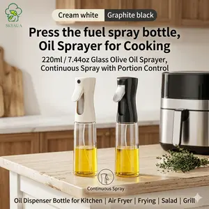 Press the fuel spray bottle,Oil Sprayer for Cooking, 220ml /7.44oz Glass Olive Oil Sprayer, Continuous Spray with Portion Control, Oil Dispenser Bottle for Kitchen, Air Fryer, Frying, Salad, Grill
