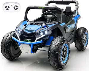EM-KC03）2 Seater Kids Ride on Car, Electric 4WD Off-Road UTV Truck, 7Ah Large Battery Kids Electric Car with Remote Control, Safety Belt, Horn, Music, and Lights for Kids Aged 3-8 Years Blue