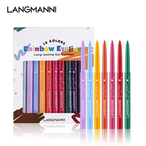 LANGMANNI Rainbow Gel Eyeliner Pencil Set, Waterproof Long-Lasting Smudge-Proof Colorful Eyeliner Pen for Daily & Creative Eye Makeup