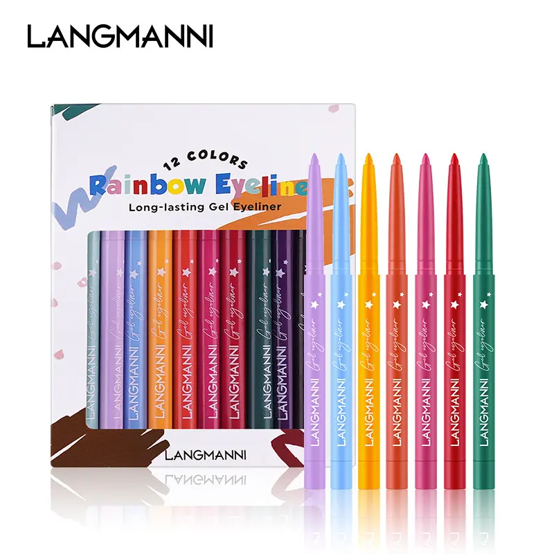 LANGMANNI Rainbow Gel Eyeliner Pencil Set, Waterproof, Long-Lasting, Smudge-Proof Colorful Cosmetic Eyeliner for Daily & Creative Eye Makeup
