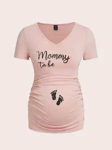 DAISY x Maternity Footprint and Slogan Graphic Ruched Side Tee