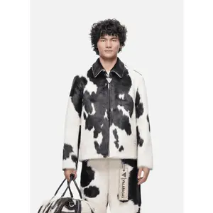 VALABASAS Men's 100% Cowhide Jacket - Black & White, Menswear Outerwear Top