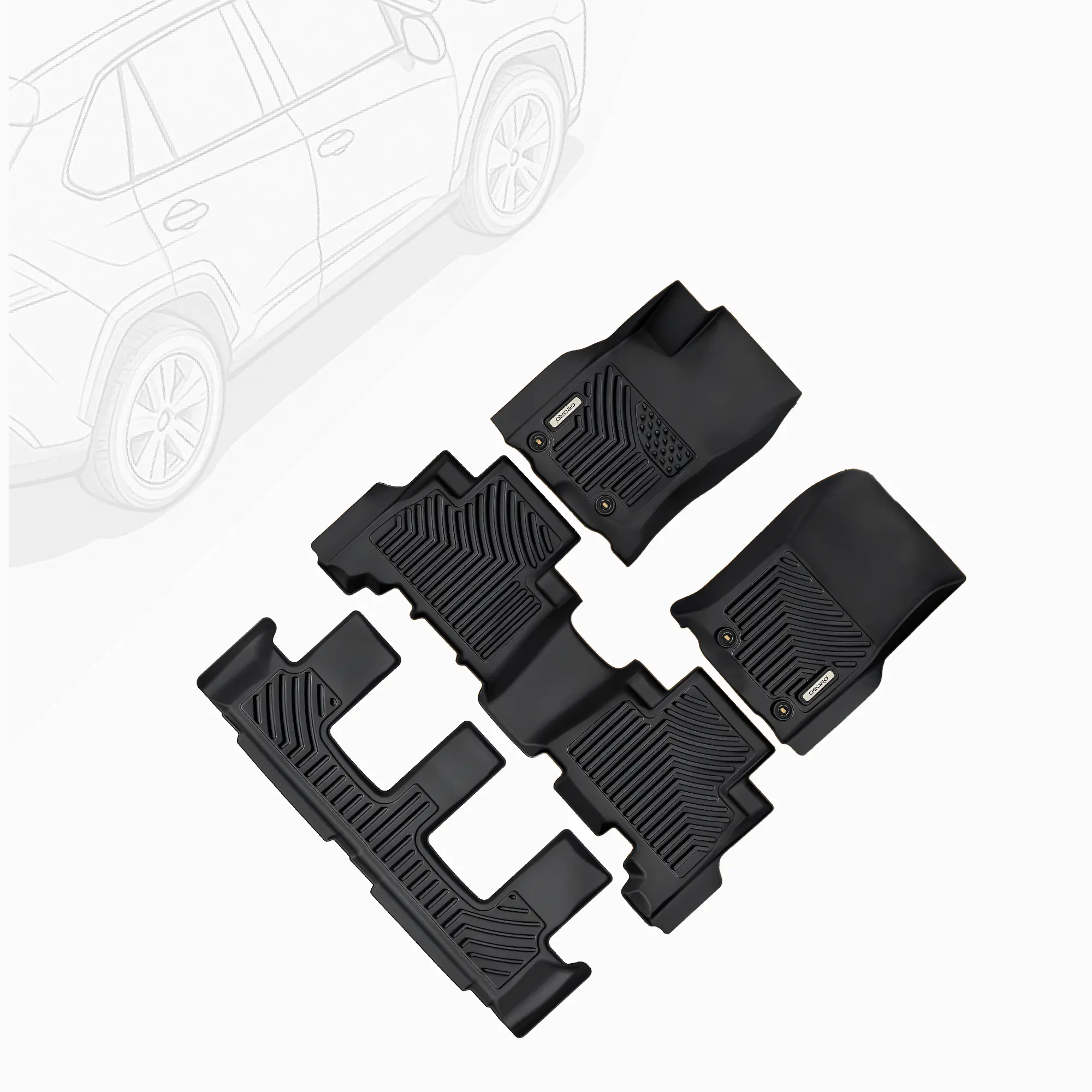OEDRO TPE Floor Mats fits 2013-2024 Toyota 4Runner with 3rd Row, All Weather, Waterproof