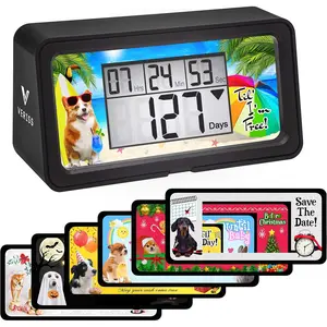 9999 Days Countdown Clock Timer with Backlight - Count Down Your Retirement, Wedding, Christmas, and All Calendar Event Dates in Your Life - Dog (Black - 8 Frames)