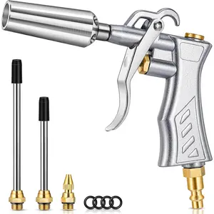 High Volume Air Blow  with  Venturi Nozzle, Brass Adjustable Air Nozzle Blow  w/ 2 Steel Extension, Pneumatic Air Blower Tool for Air Compressor Accessories Dust Cleaning
