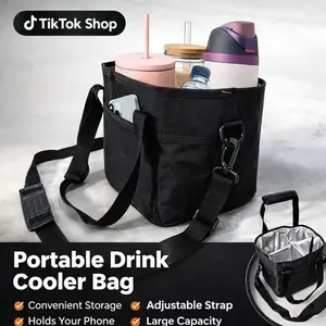 2026 new style outdoor goods drink bag water bottle bag Family Size 4 Compartment Drink Bag, Multiple Tumbler Carrier Caddy Drinkware Insulated Sturdy Bottle