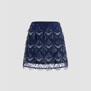 Cider [size 0-26] Sequin High Rise Solid Rhombus Mini Skirt