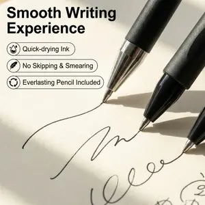 Rarler 13 PCS Smart Pen Set with Monster Pencil Case 8 Unique Types 1 Twist 1 Everlasting 1 Grip 1 Click 1 Retractable 1 Agile 1 Erasable Gel 6 0.5mm Ballpoint Pens for School Study Exams