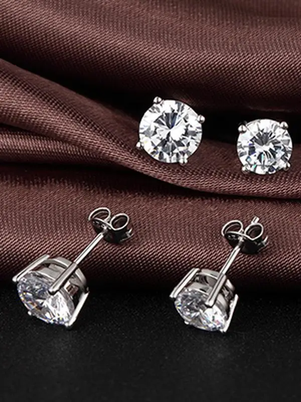 YSTT E5Moissanite Stud Earrings for Women Silver Friction Back and Post for Women Men Round Lab Created Diamond Earrings Men Synthetic Moissanit