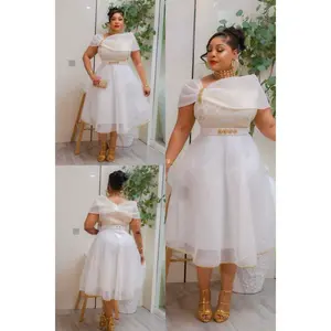 White Embellished Off-Shoulder Midi Dress with A-Line Skater Silhouette & Shimmering Details for Wedding Guest Engagement Church Gala Date Nights Birthday Dinner Cocktail Party Reception Anniversary Photoshoot & Celebrations Formal Womenswear