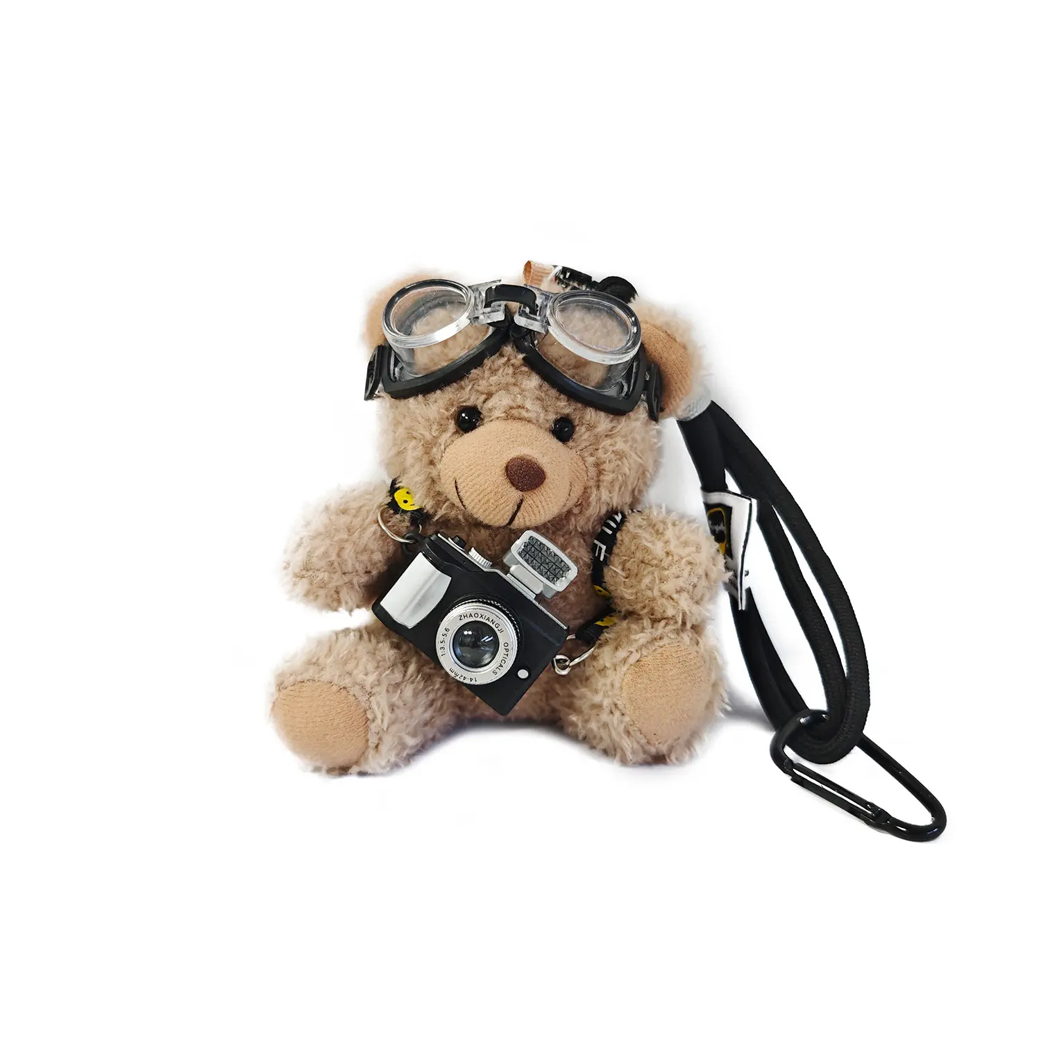 Cute Plush Bear Stuffed Animal Keychain and Bag Charm with Glasses & Camera, Stylish Keyring Decor for Backpacks & Handbags, Fluffy Keychain, Keychain Decor