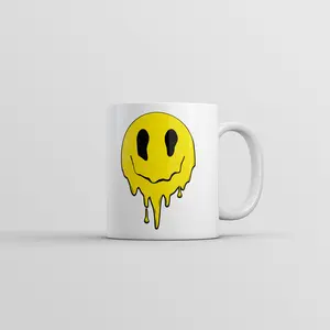 Dripping Smile Mug Funny Melting Face Graphic Coffee Cup - 11oz Funny Coffee Mugs Ceramic Printed Drinkware Cup