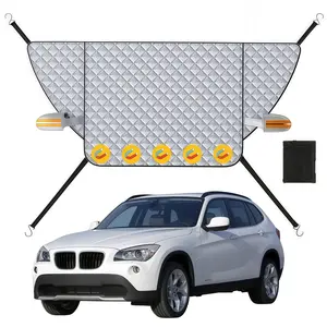 All-In-One Magnetic Windshield Window Cover for Ice and Snow, Foldable Car Winter Cover Sunshade with UV Block Car Front Window,  Reflective Strip in Night, Universal for Auto Windshield Covers Trucks Cars (91" x 58" x 47")