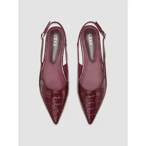 Cider [2 colors, size 6-11] CROCODILE PATTERN POINTED TOE SLINGBACK FLATS