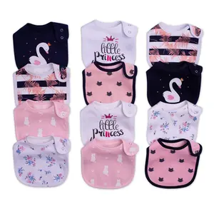 12 Pack Baby Drool Bibs Soft Skin Friendly Cotton Feeding Bibs for Boys Girls Adjustable Snap Closure Waterproof Breathable Teething Feeding Spit Up Protection Easy to Clean Cartoon Dinosaur Animal Prints