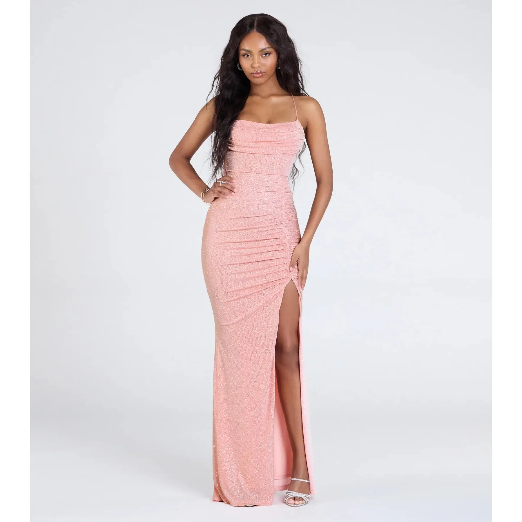 Diane Lace-Up Slit Mermaid Glitter Formal Dress - TikTok Shop
