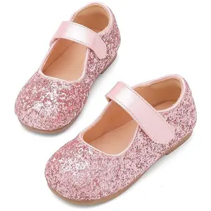 Toddler Flower Girl Dress Shoes Mary Janes Flat,Toddler Glitter Flat Shoes,School Round Toe Flat shoes