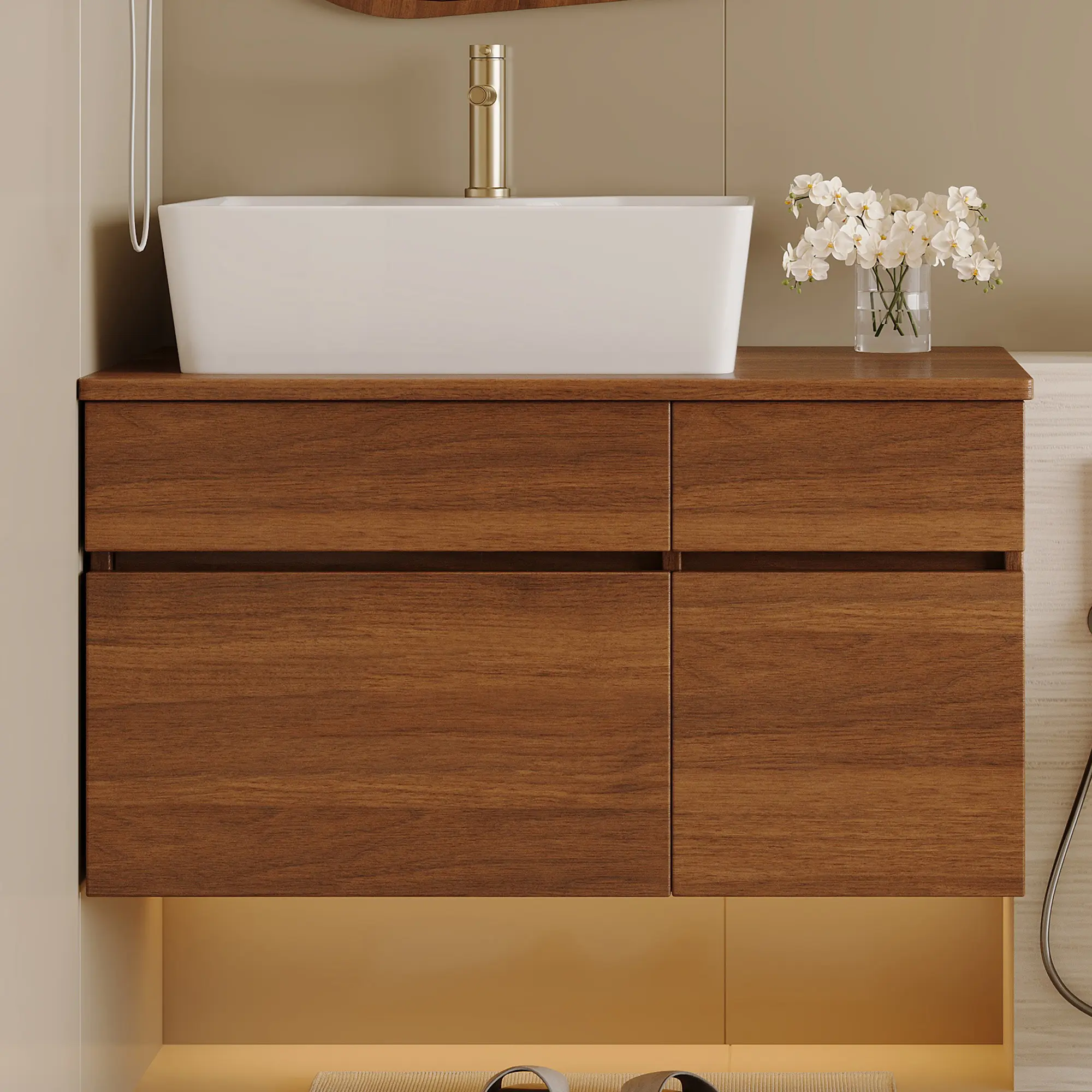 31.5-Inch Floating Bathroom Vanity with Sink, Modern Single Sink Storage Cabinet for Small Bathrooms