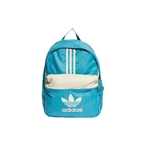 Adidas Originals Three-Stripe Logo Print Nylon Backpack for Men and Women in Light Blue