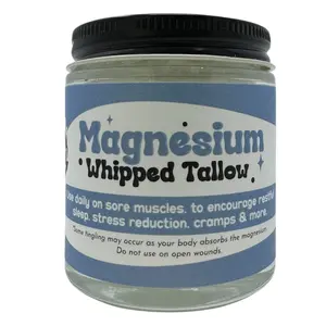Boopie's Magic Moo Magnesium Tallow 2oz cream made with grass fed & finished beef tallow and organic ingredients.