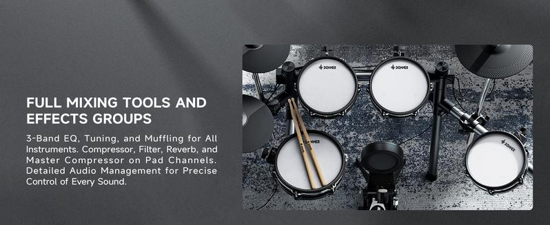 Donner Beat 5-Drum 3-Cymbal Electronic Drum Set with Touch Screen for Pros