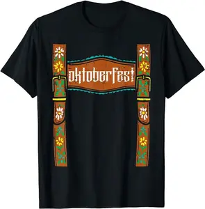 Oktoberfest Lederhosen Costume Beer German Bavarian Unisex T-Shirt Collar Cotton Menswear Tshirt Top Classic