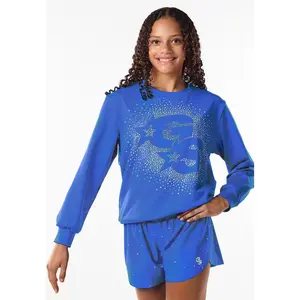 Royal Blue Cosmic Rhinestone Burst Crewneck Sweatshirt