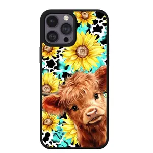 Sunflower Highland Cow Print Phone Case Accessories Protection