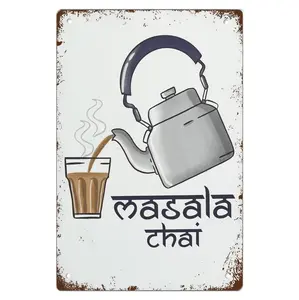 Vintage Iron Tea Sign For Indian Kitchen Art Decorative Wall Display 20x30cm Unique Gift Idea