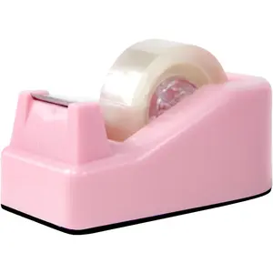 1Pcs Desktop Tape Dispenser Adhesive Roll Holder with Weighted Nonskid Base, Pink (Tape not Included)