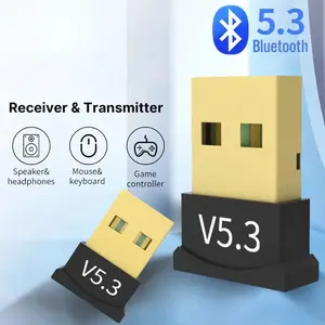 USB Bluetooth 5.3 Adapter for PC Laptop Computer Wireless Dongle Support Mouse Keyboard Windows 7/8.1/10/11 Plug and Play Drive Free Multiple Devices Connect Small Lightweight