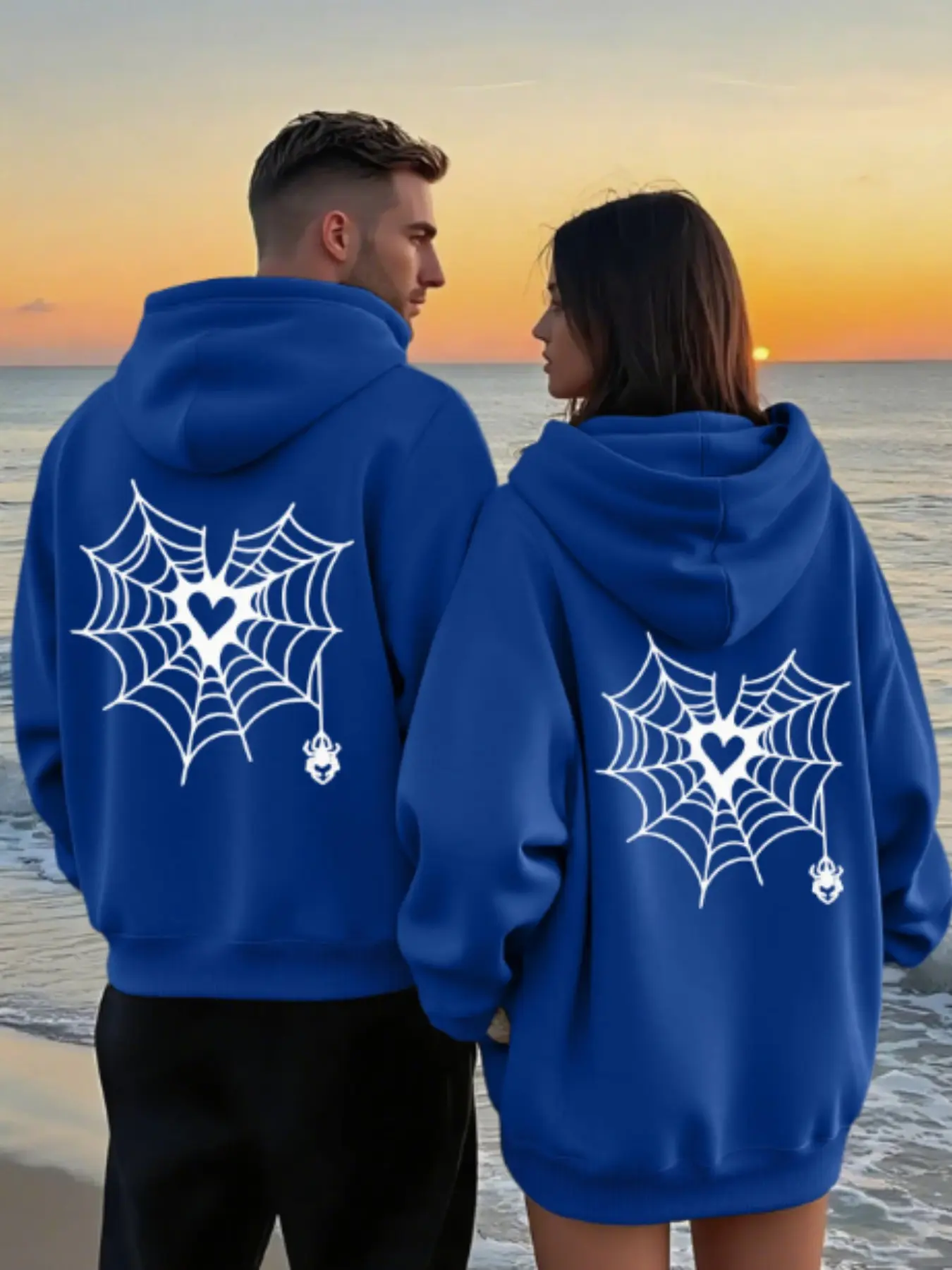 Spider Web Print Couple Matching Shirt, Lightweight Polyester Fabric, Casual & Formal Wear, Unisex Top, Perfect Gift for Boyfriend, Clothes