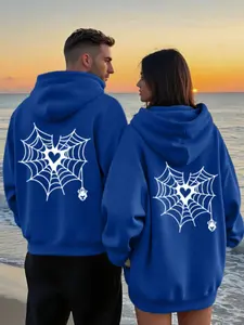 Spider Web Print Couple Matching Shirt, Lightweight Polyester Fabric, Casual & Formal Wear, Unisex Top, Perfect Gift for Boyfriend