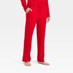 Women's Mid-Rise Cozy Knit Ankle Pull-On Pants - Universal Thread Red XS