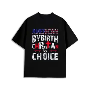 American Christian Pride Tee men's Christianity Crew neck T-shirts black 180G 100% Cotton Weekend casual wear Stylish summer outerwear Perfect for exercise expressing faith church costumes Suitable as a Father's Day gift