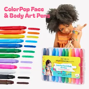 [RUBY VIBE CO] 12 ColorPop Face & Body Art Pens, Face Paint and Body Marker, Skin-Friendly & Washable Makeup Crayons for Parties Events and Everyday Fun