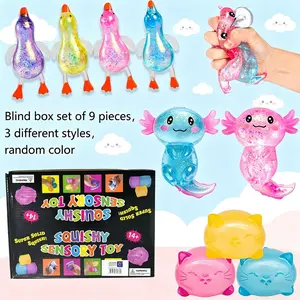 9-Piece Set Blind Box Malt Sugar Stress Relief Fidget Toys, Creative Slow-Return Squishy, Sensory Bundle, Decompression Squeeze, Perfect Party Gift for Friends and Family