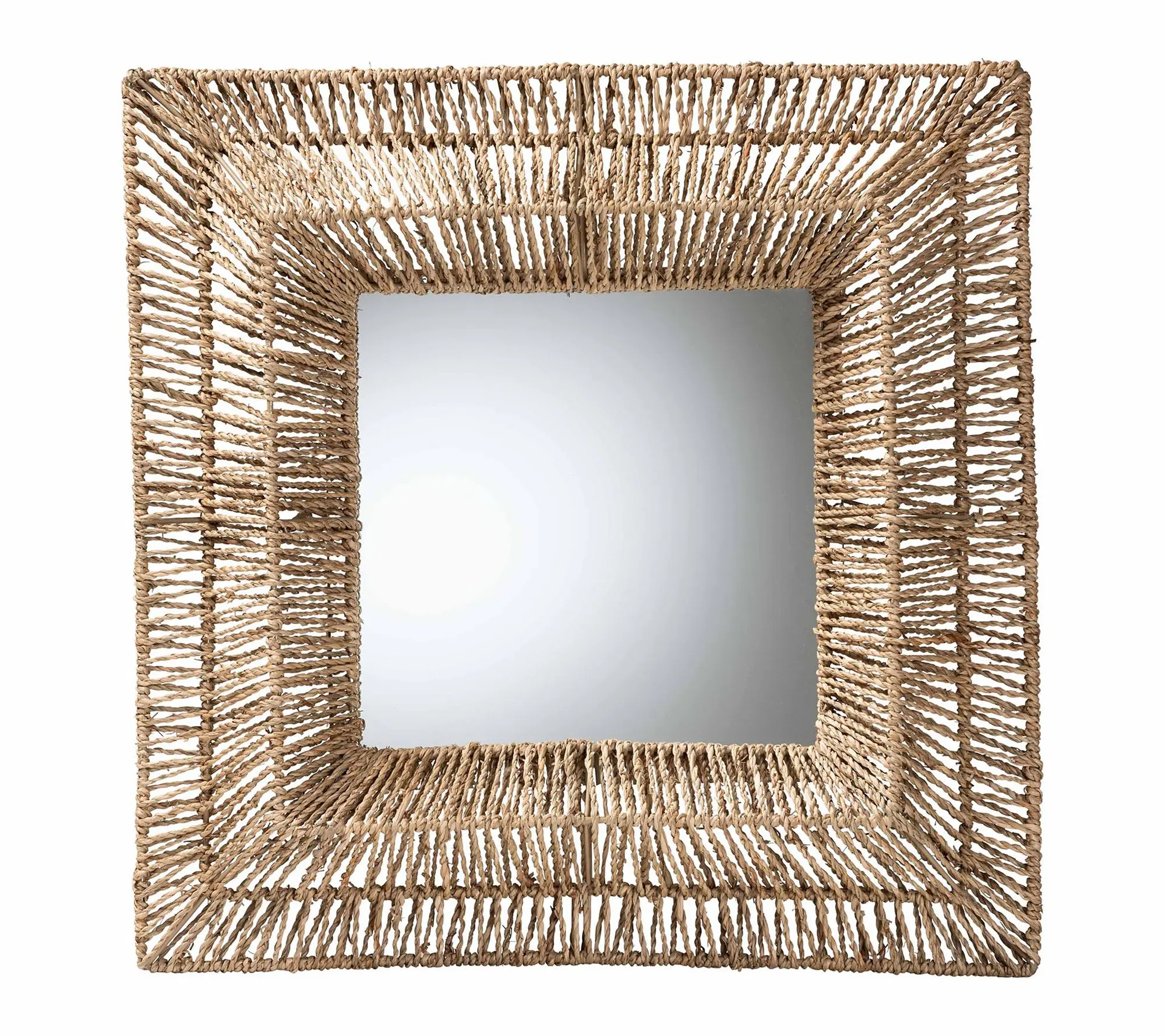 bali & pari Collice Metal Natural Seagrass Wall Accent Mirror