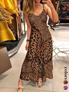 women's leopard & butterfly print cami dress, fashion casual spaghetti strap sleeveless dress for daily outdoor wear, women dress for summer,  dresses for women