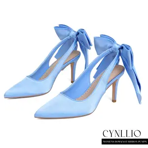 CYNLLIO Heeled Pumps For Womens Closed Pointed Toe Stiletto High Heels Bowknot Ribbon Slingback Comfy Fashionable Stylish Elegant Slip On Party Prom Wedding Evening Dating Outing Work Casual Teacup Pump Spring Dressy Wedding Bride Shoes Deals For You Days
